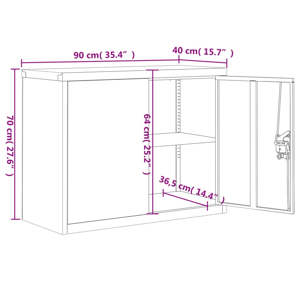 vidaXL Filing Cabinet 90x40x110 cm Steel White