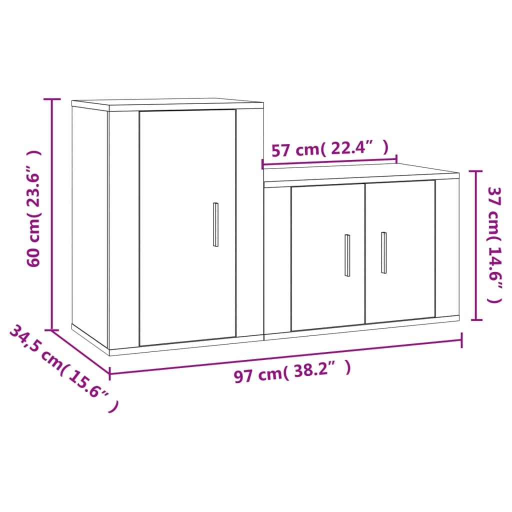 vidaXL 2-delige Tv-meubelset bewerkt hout wit
