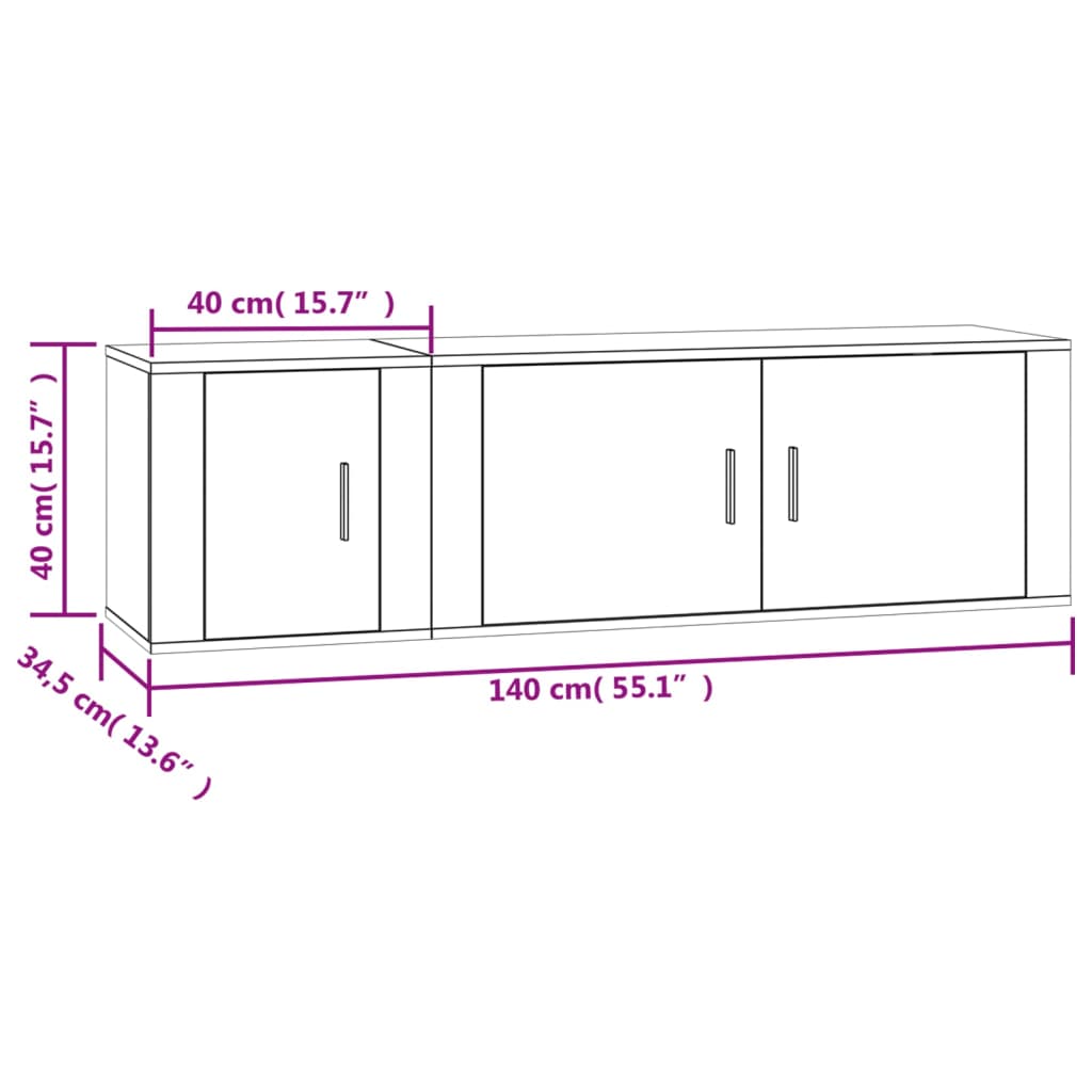 vidaXL 2-delige Tv-meubelset bewerkt hout wit