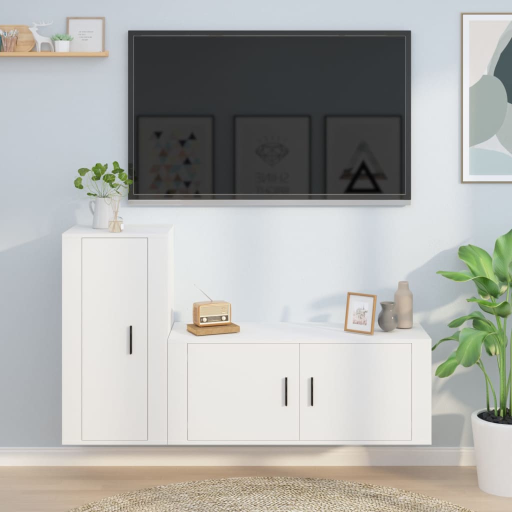 vidaXL 2-delige Tv-meubelset bewerkt hout wit