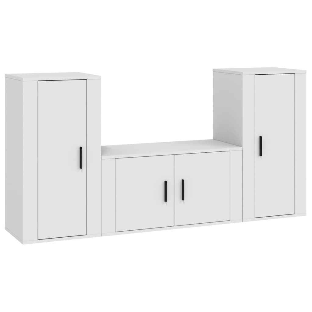 vidaXL 3-delige Tv-meubelset bewerkt hout wit