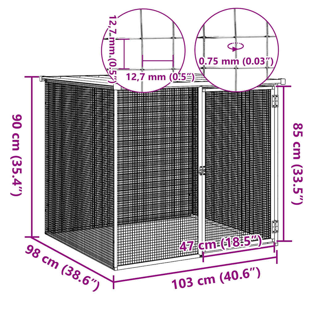 vidaXL Chicken Coop with Roof 103x98x90 cm Galvanised Steel Anthracite