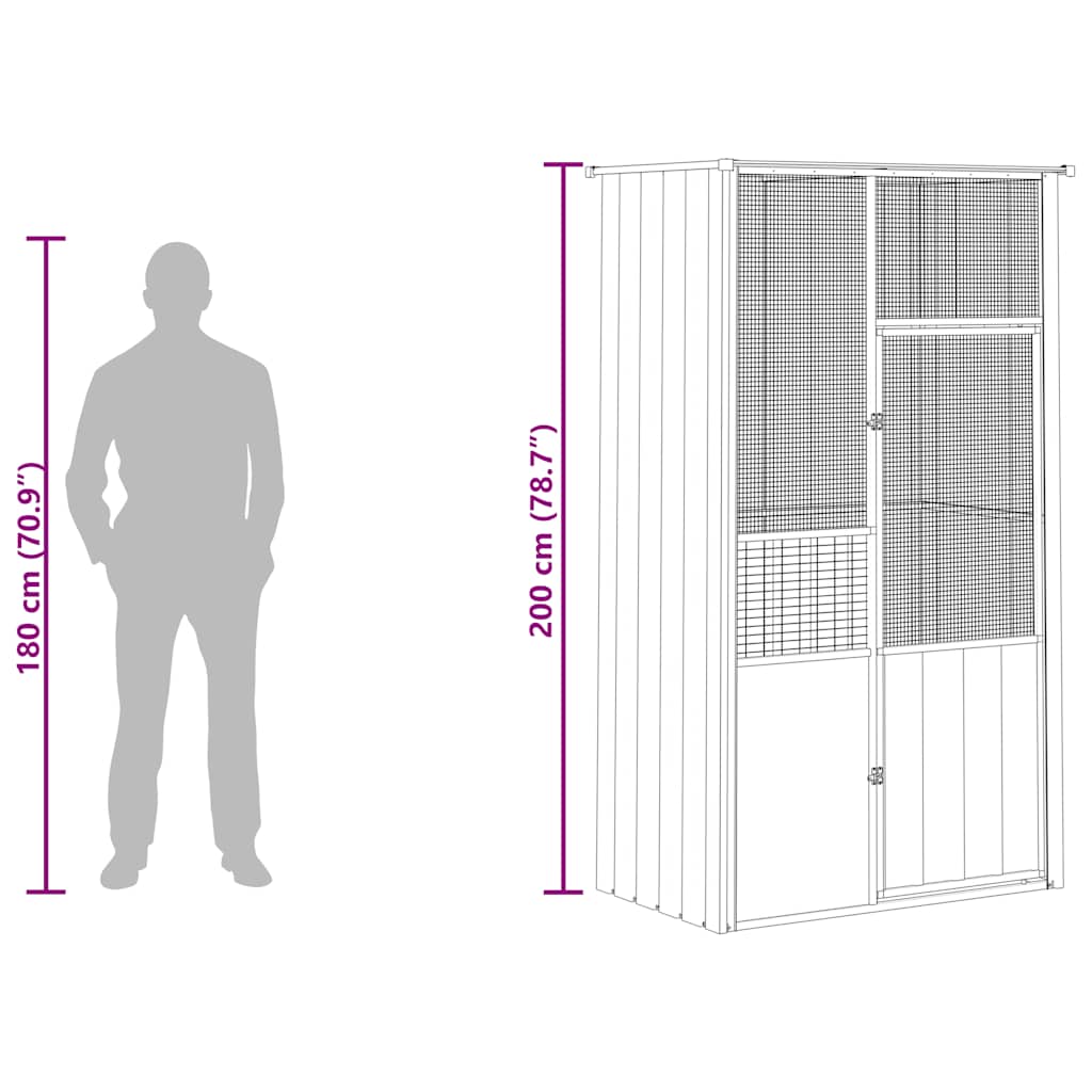 vidaXL Aviary 115x78x200 cm Galvanized Steel Anthracite