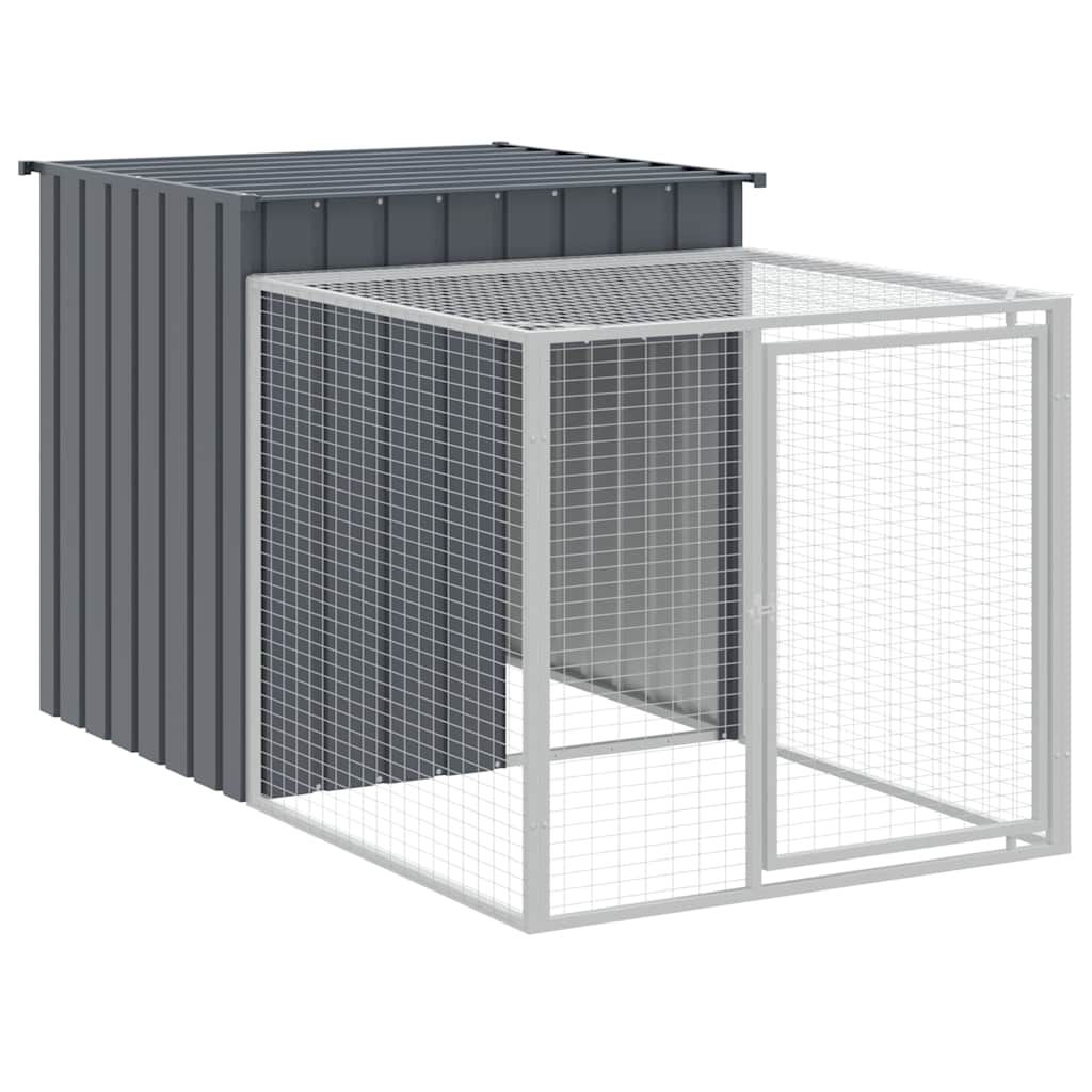 vidaXL Kippenhok met ren antraciet 110x201x110 cm gegalvaniseerd staal