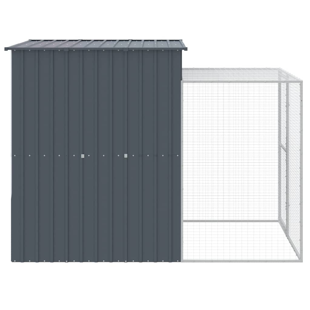 vidaXL Chicken Coop with Run 165x251x181 cm Galvanized Steel Anthracite