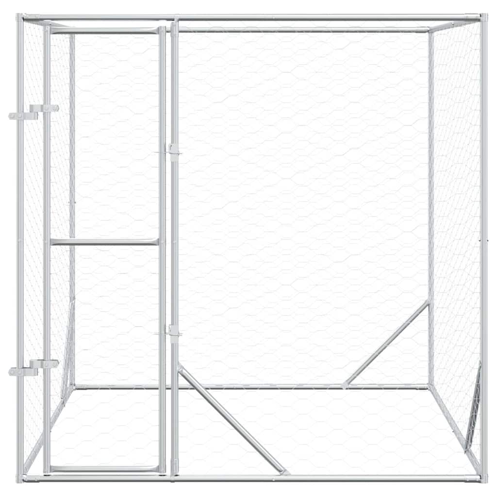 vidaXL Outdoor Dog Kennel 2x2x2 m Galvanized Steel Silver