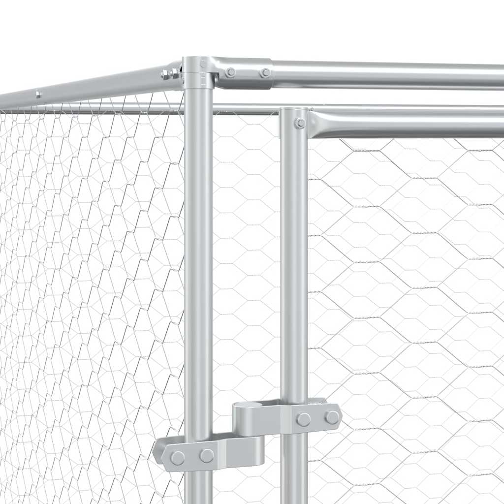 vidaXL Outdoor Dog Kennel 2x2x2 m Galvanized Steel Silver