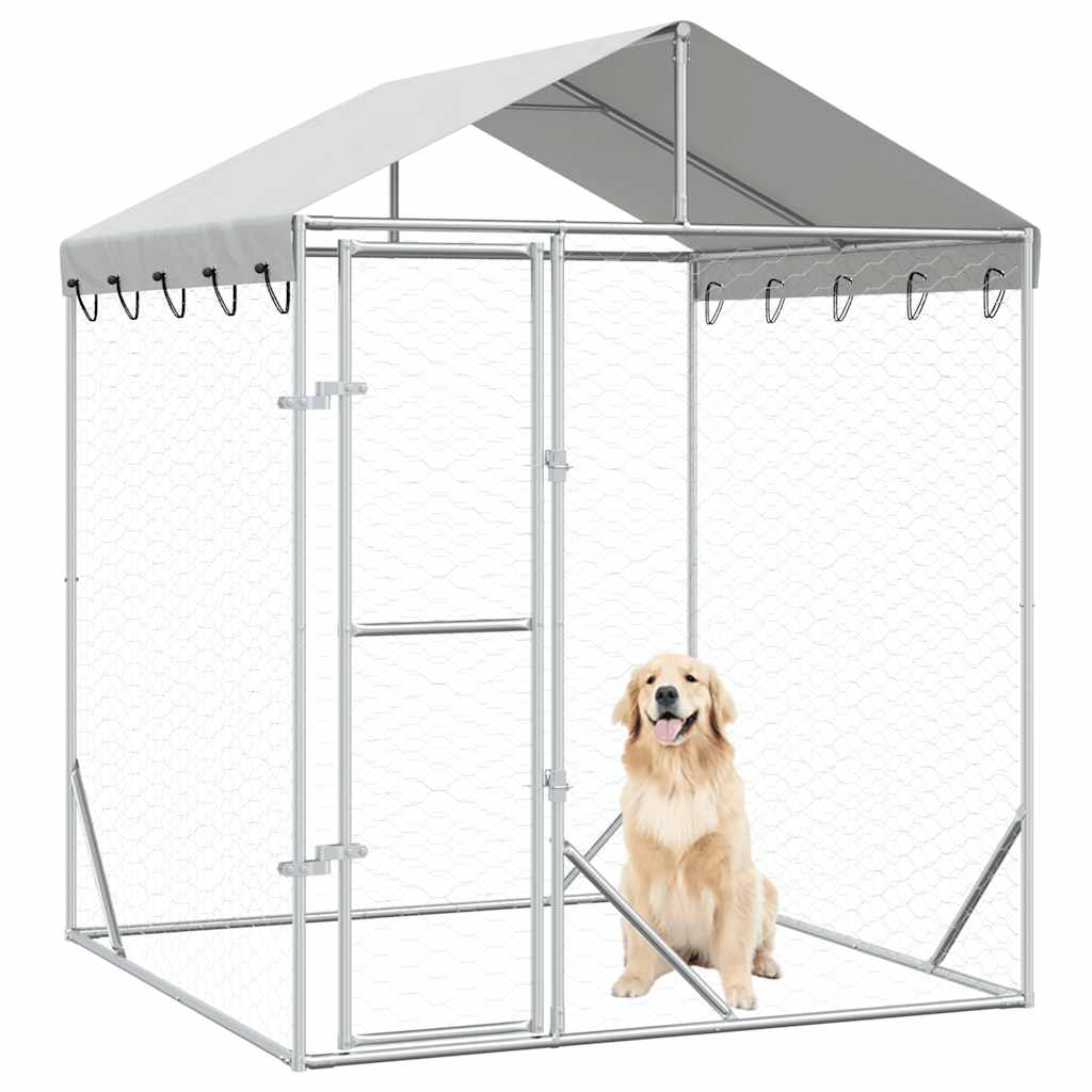 vidaXL Dog Kennel with Roof 2x2x2.5 m Galvanized Steel Silver