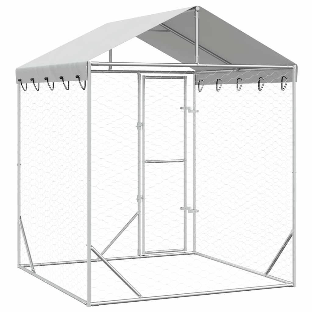 vidaXL Dog Kennel with Roof 2x2x2.5 m Galvanized Steel Silver