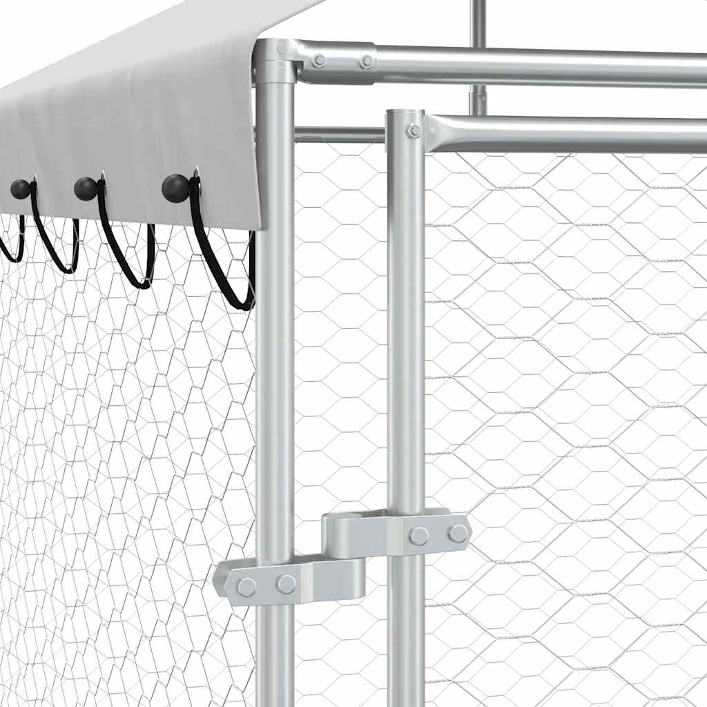 vidaXL Dog Kennel with Roof 2x2x2.5 m Galvanized Steel Silver