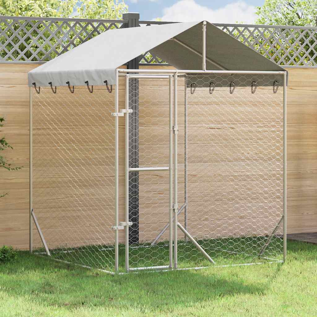 vidaXL Dog Kennel with Roof 2x2x2.5 m Galvanized Steel Silver