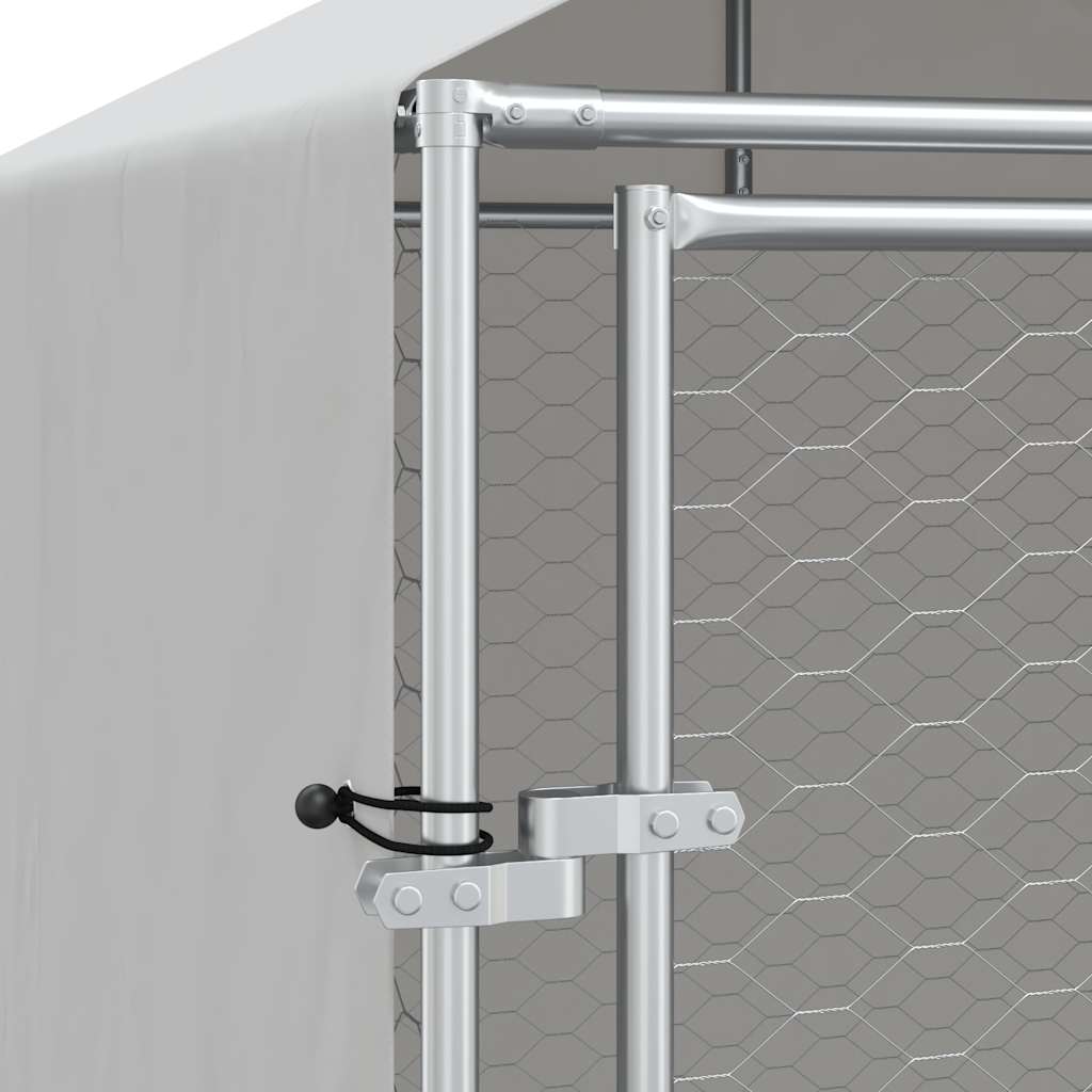 vidaXL Hondenkennel met dak 2x2x2,5 m gegalvaniseerd staal zilver