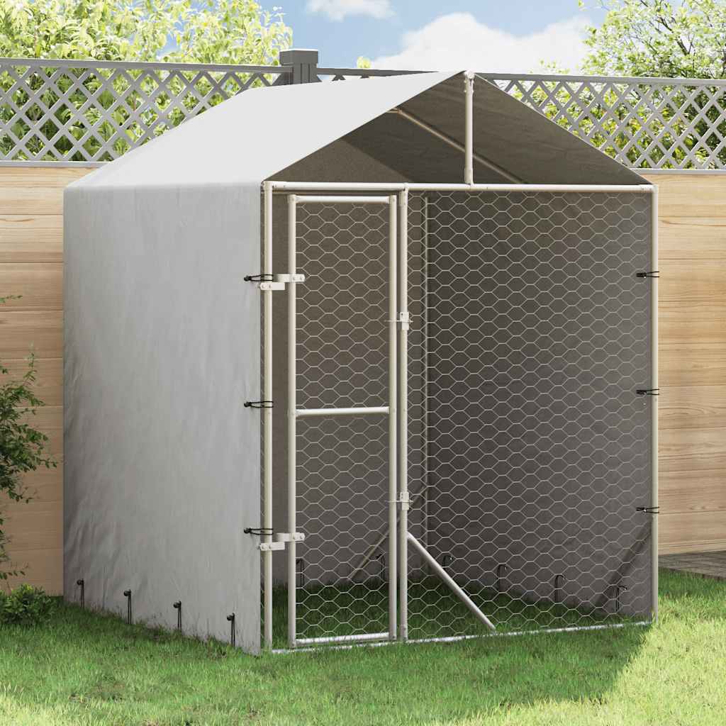 vidaXL Hondenkennel met dak 2x2x2,5 m gegalvaniseerd staal zilver