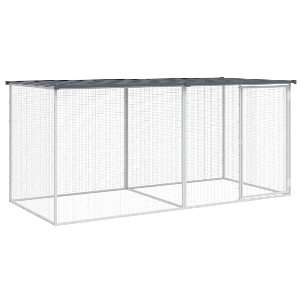 vidaXL Chicken Coop with Roof Anthracite 203x98x90 cm Galvanized Steel