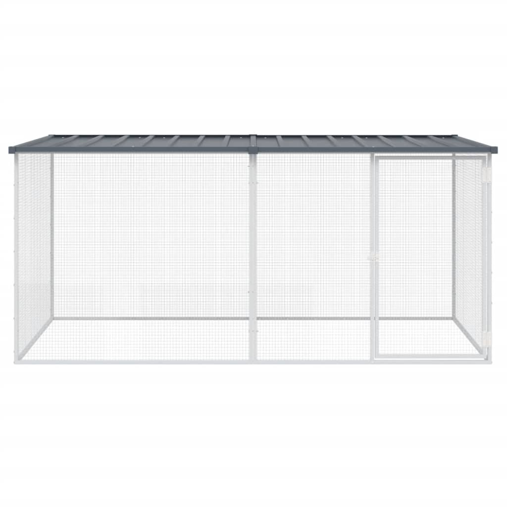 vidaXL Chicken Coop with Roof Anthracite 203x98x90 cm Galvanized Steel