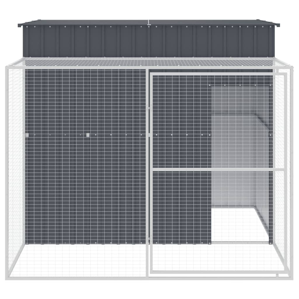 vidaXL Hondenhok avec ren 214x253x181 cm acier galvanisé antraciet