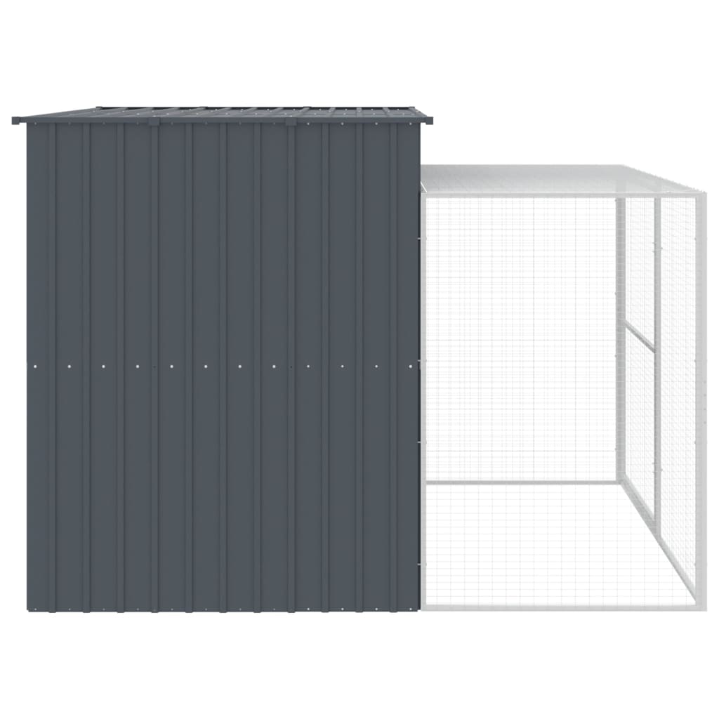 vidaXL Hondenhok avec ren 214x253x181 cm acier galvanisé antraciet