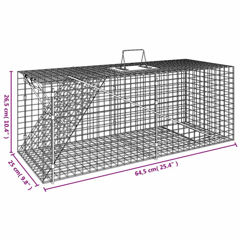 vidaXL Animal Trap 64.5x25x26.5 cm Galvanized Iron