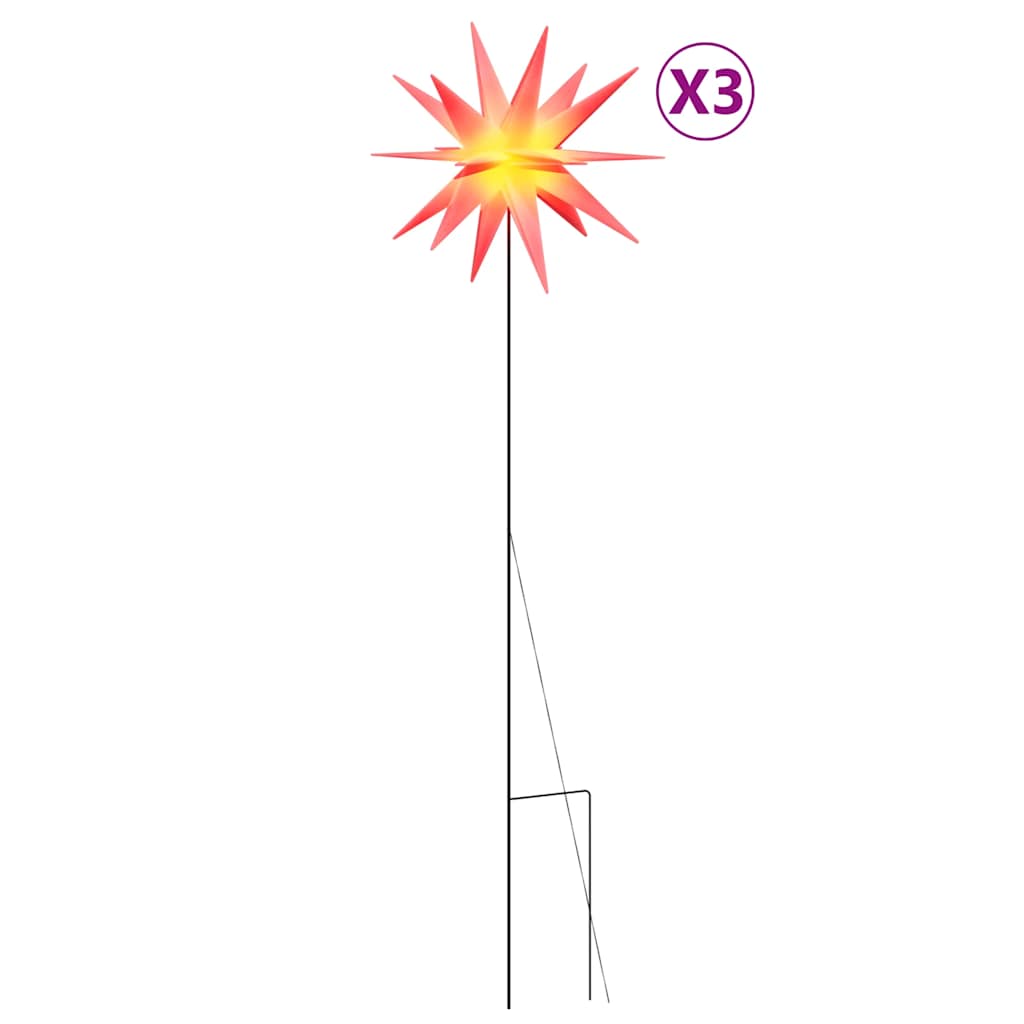 vidaXL Christmas Lights with Ground Spike and LEDs 3 pcs 57 cm Red