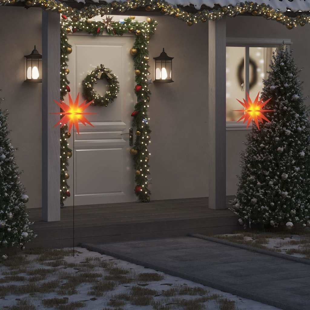 vidaXL Christmas Lights with Ground Spike and LEDs 3 pcs 57 cm Red