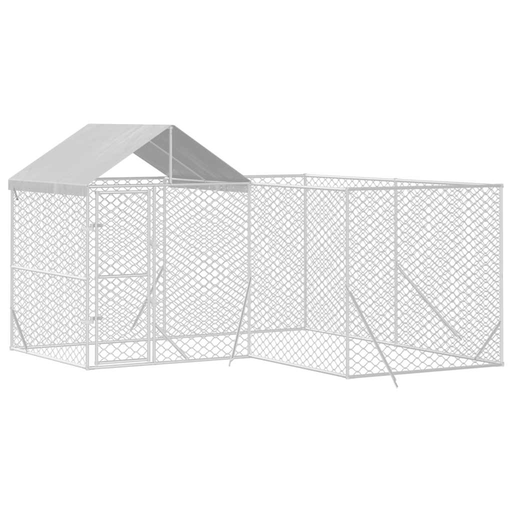 vidaXL Hondenkennel met dak 4x4x2,5 m gegalvaniseerd staal zilver