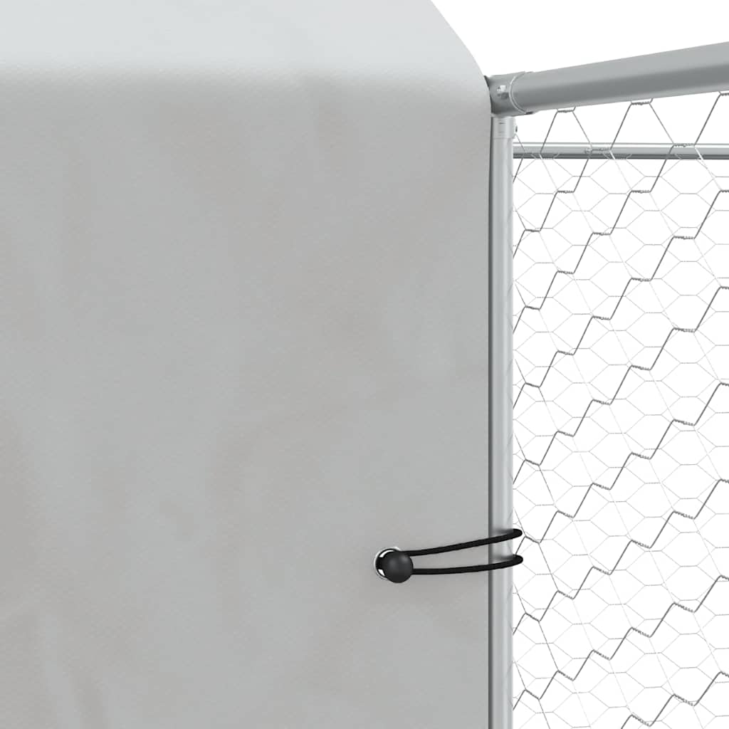 vidaXL Dog Kennel with Roof 4x4x2.5 m Galvanized Steel Silver