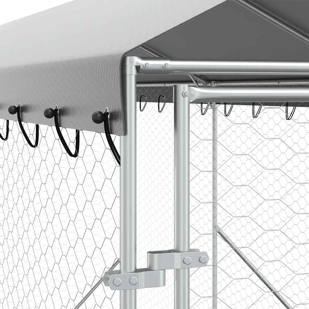 vidaXL Hondenkennel met dak 2x6x2,5 m gegalvaniseerd staal zilver