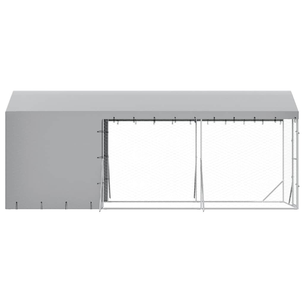 vidaXL Hondenkennel met dak 2x6x2,5 m gegalvaniseerd staal zilverkleur