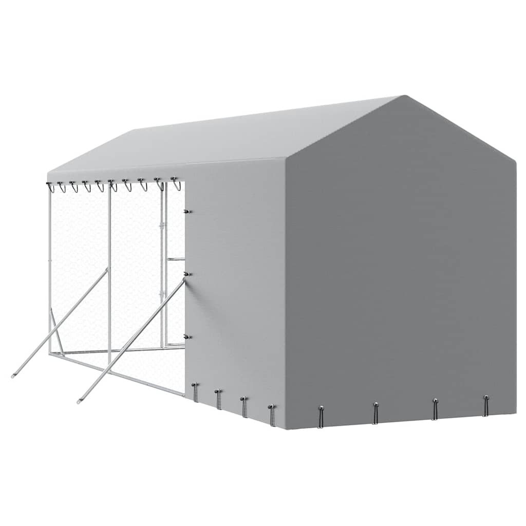 vidaXL Hondenkennel met dak 2x6x2,5 m gegalvaniseerd staal zilverkleur