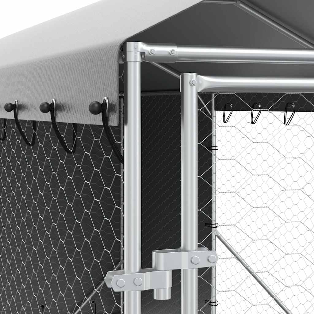 vidaXL Hondenkennel met dak 2x6x2,5 m gegalvaniseerd staal zilverkleur