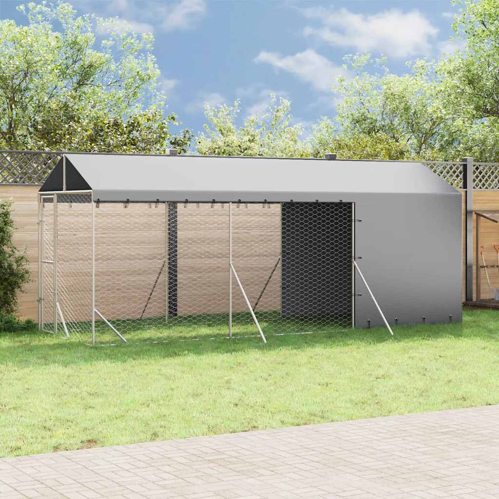 vidaXL Hondenkennel met dak 2x6x2,5 m gegalvaniseerd staal zilverkleur