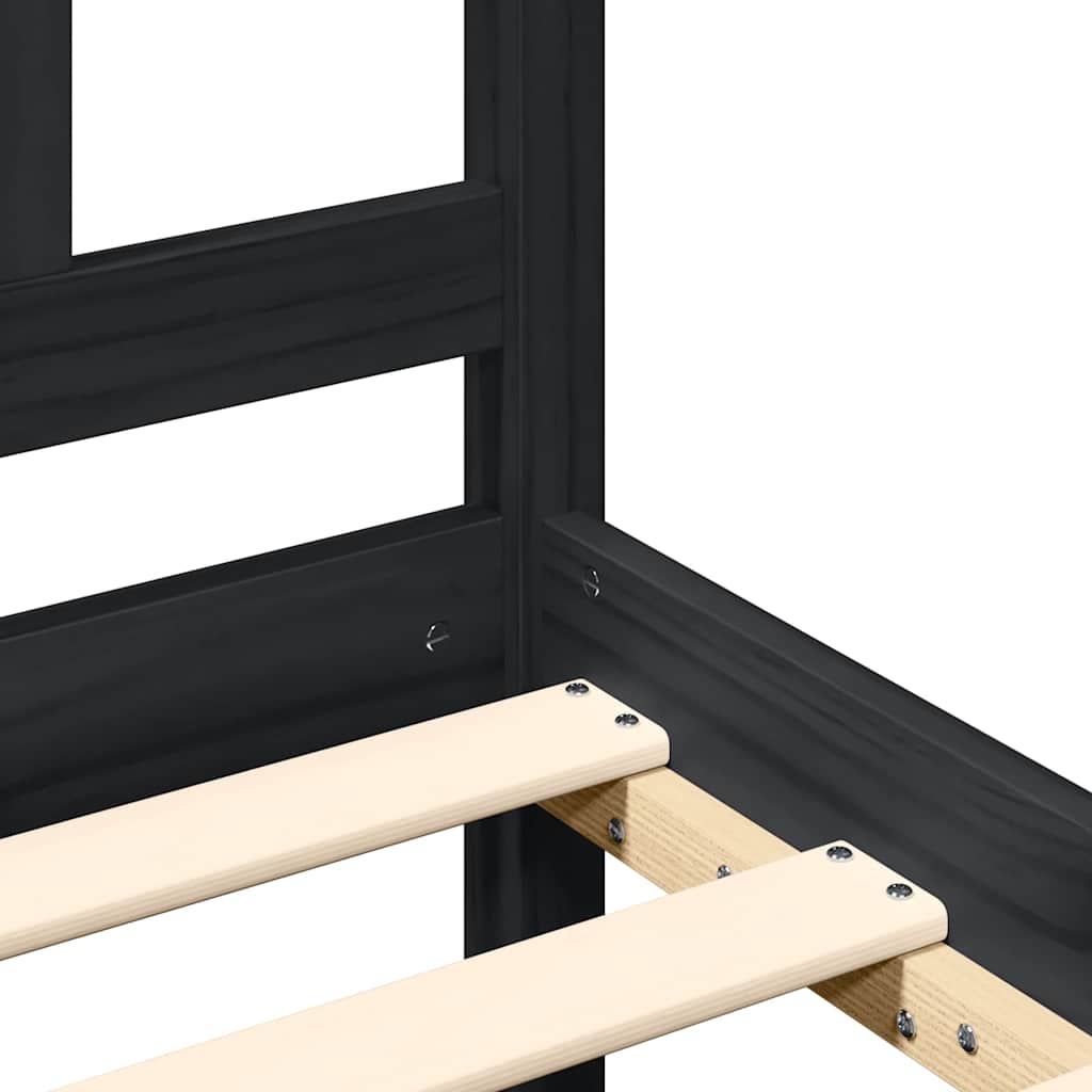 vidaXL Bedframe met hoofdbord massief hout zwart