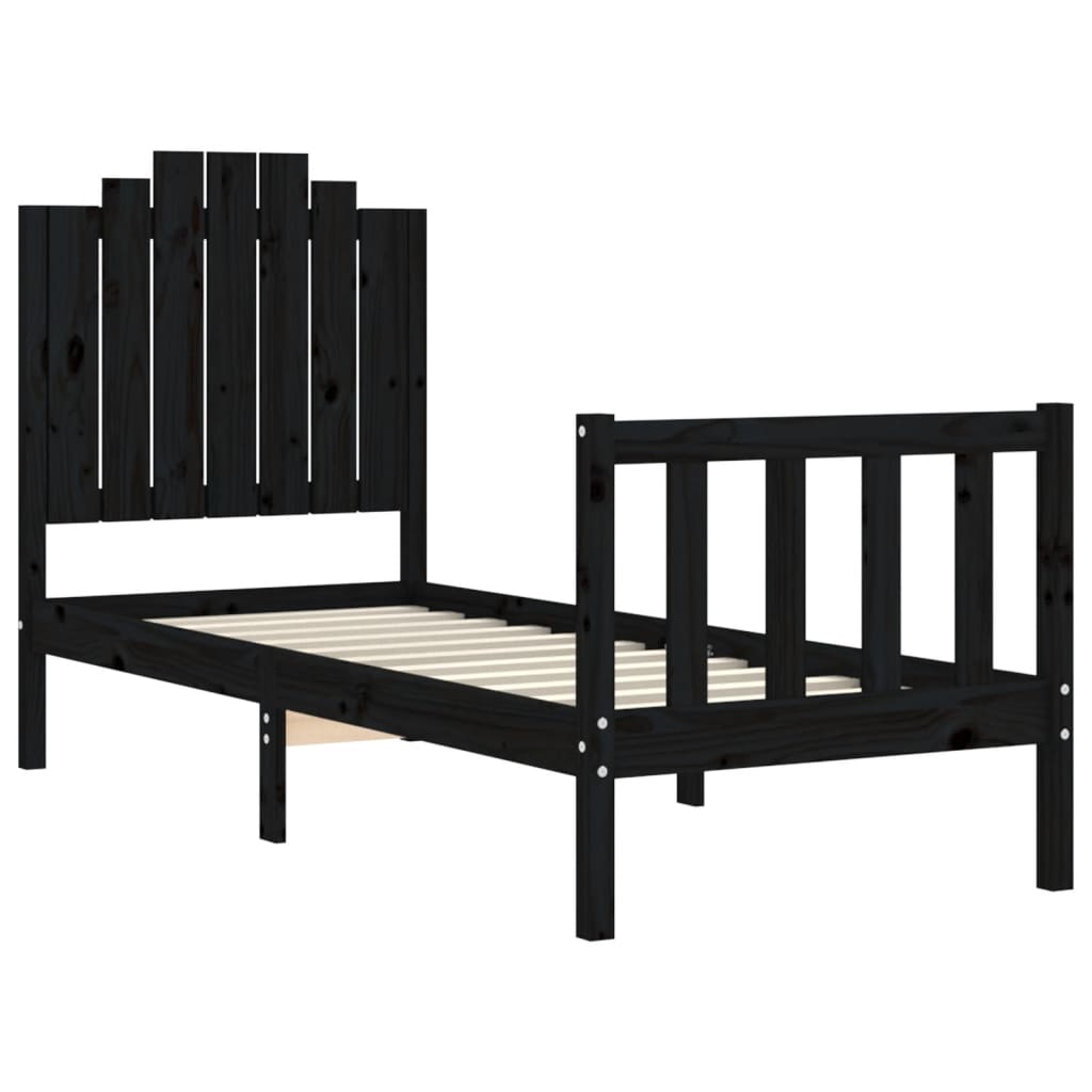 vidaXL Bedframe met hoofdbord massief hout zwart