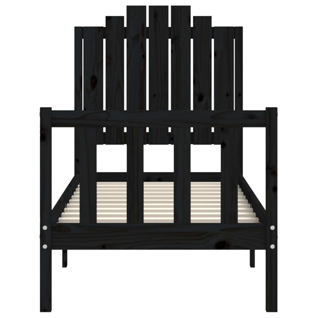 vidaXL Bedframe met hoofdbord massief hout zwart