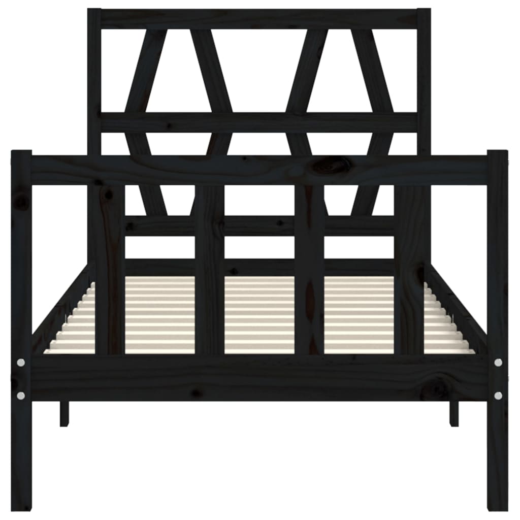 vidaXL Bedframe met hoofdbord massief hout zwart