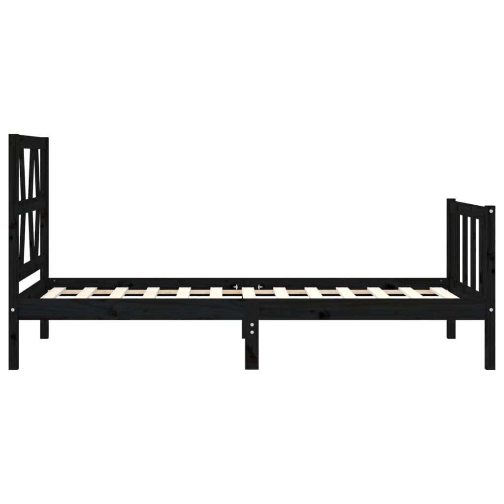 vidaXL Bedframe met hoofdbord massief hout zwart