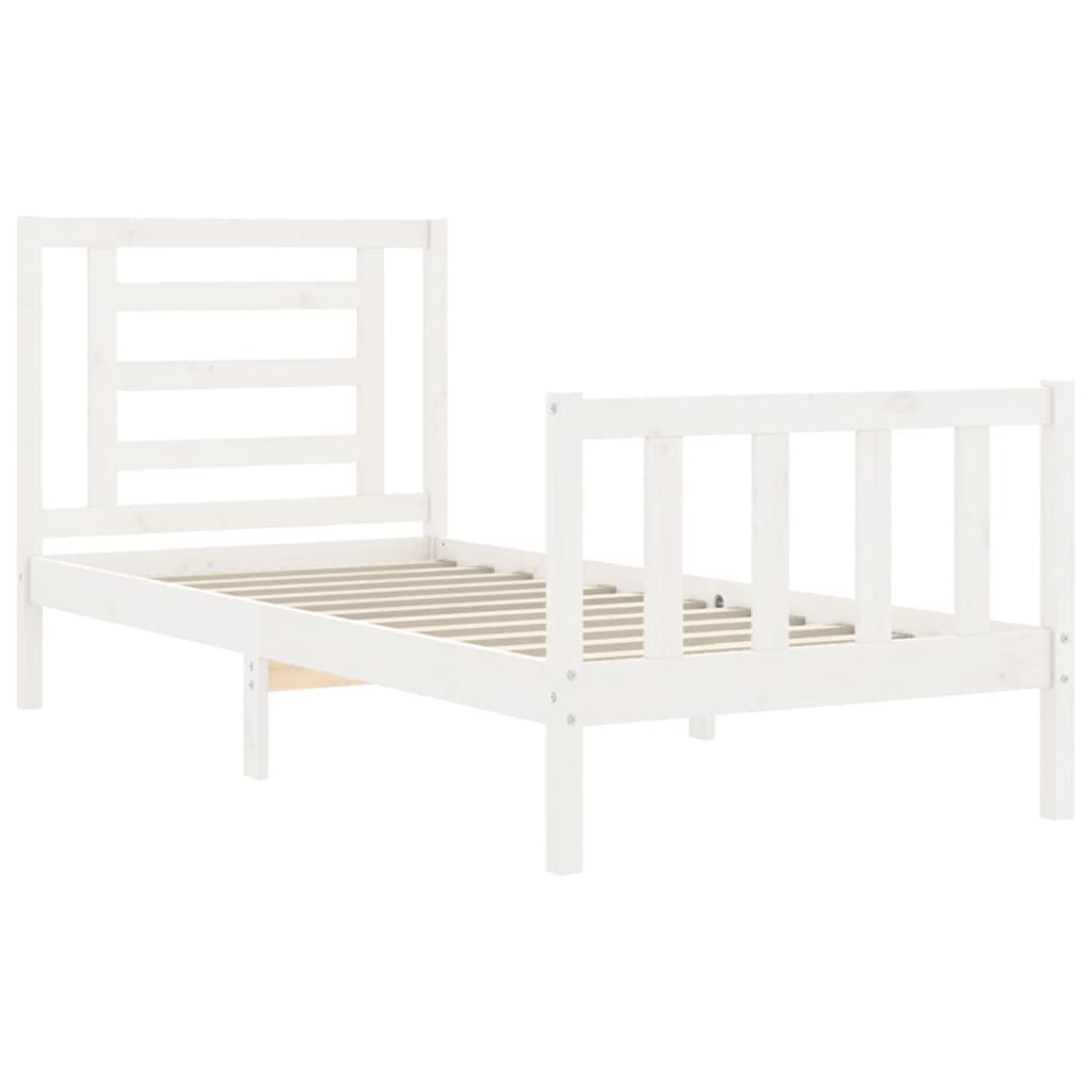 vidaXL Bed Frame with Headboard Solid Wood White