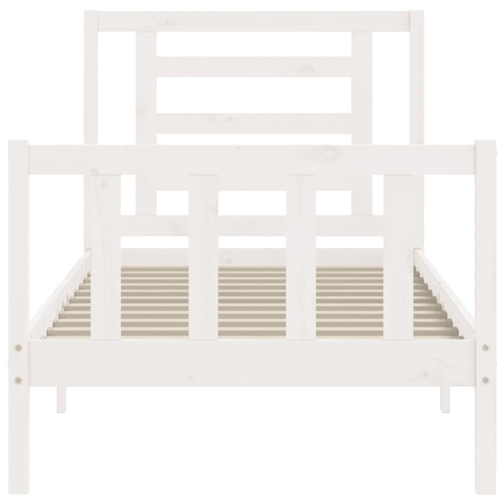vidaXL Bed Frame with Headboard Solid Wood White