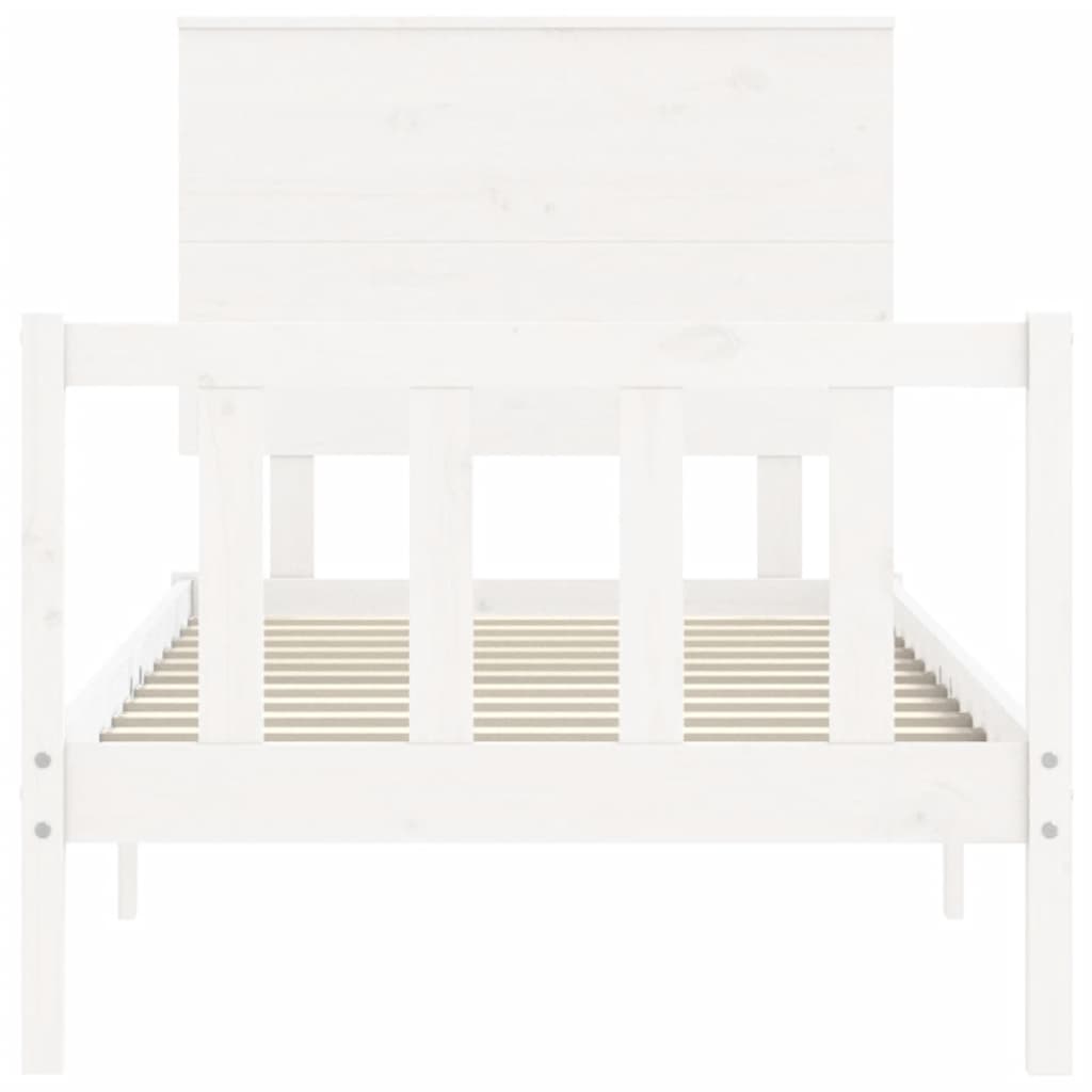 vidaXL Bedframe met hoofdbord massief hout wit