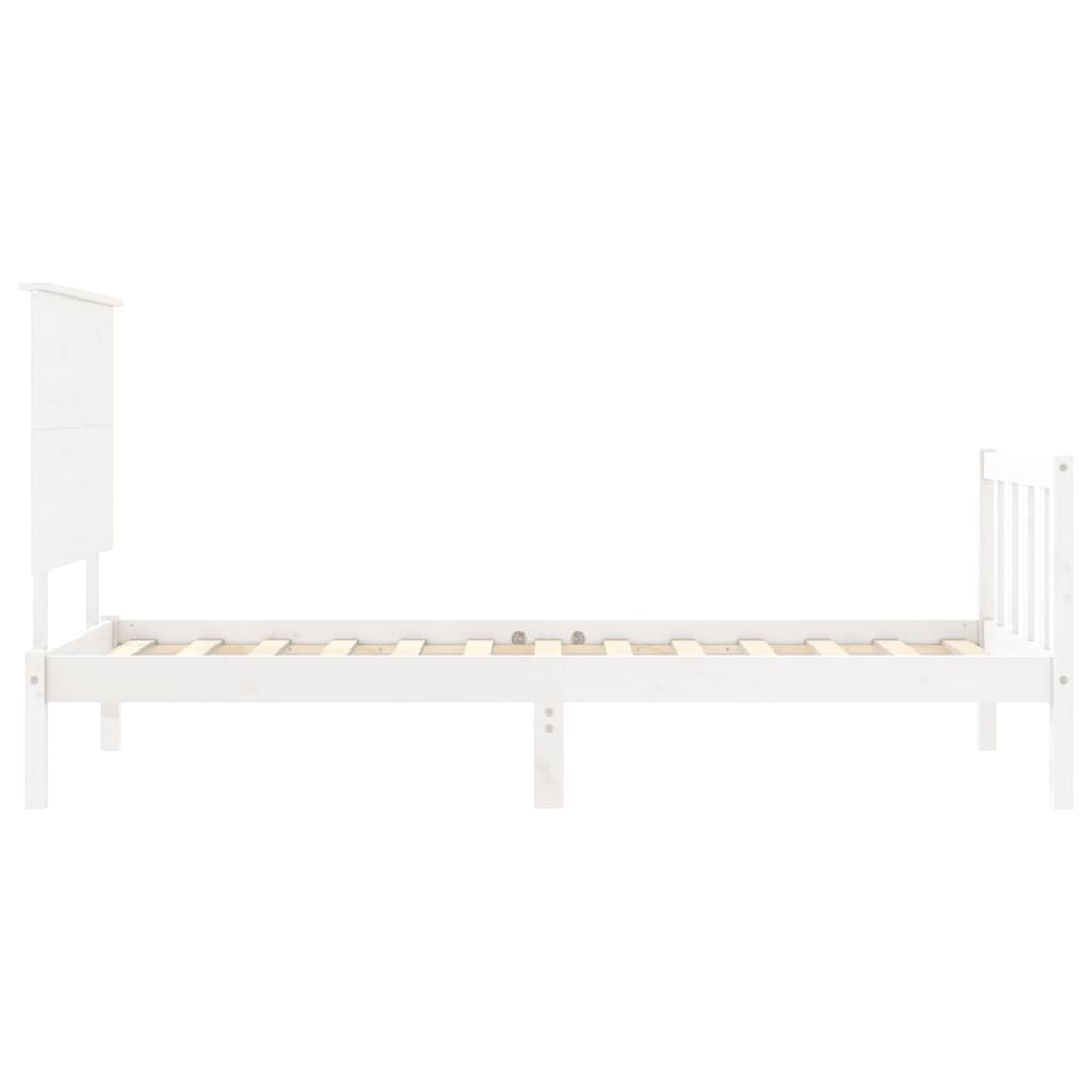 vidaXL Bedframe met hoofdbord massief hout wit