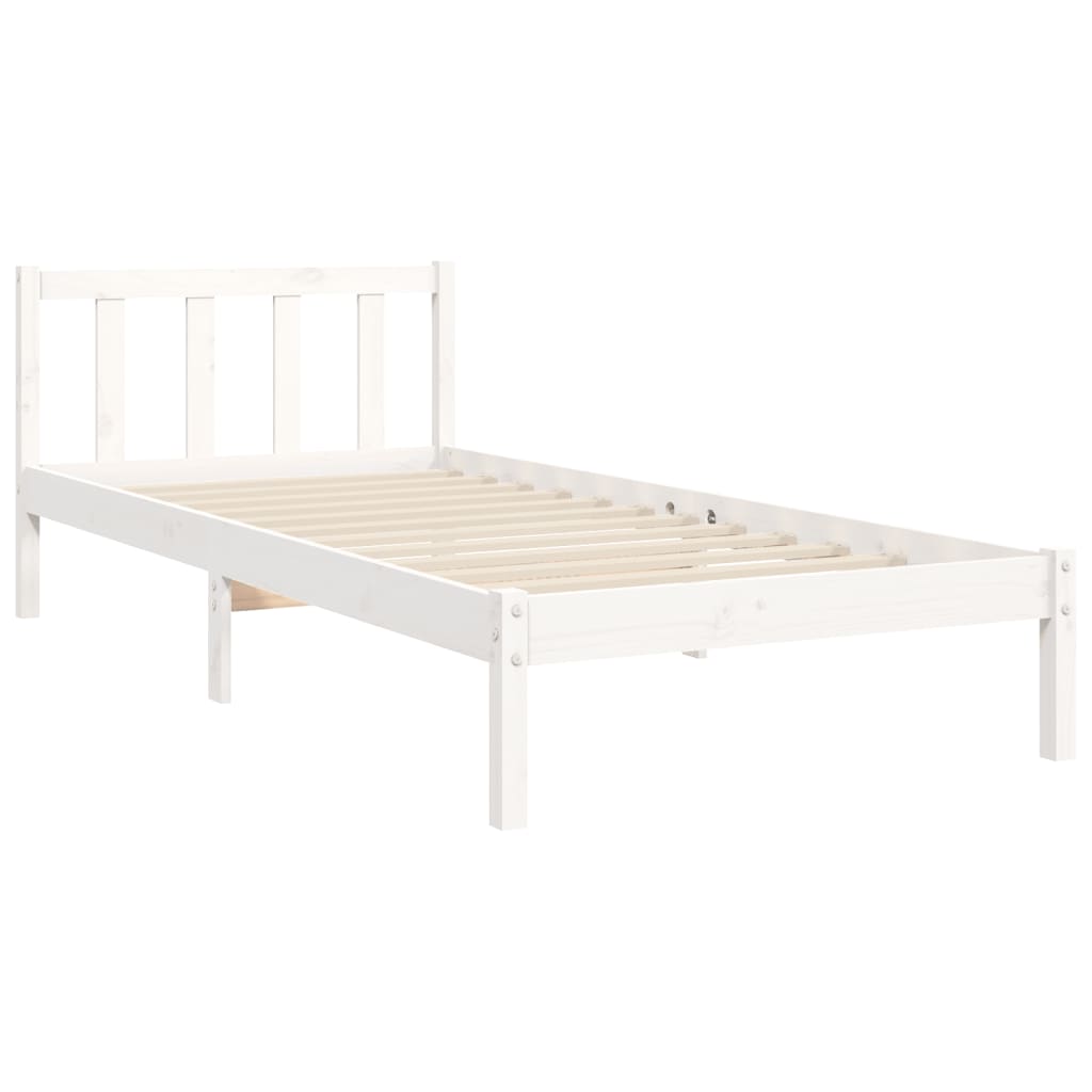vidaXL Bedframe met hoofdbord massief hout wit