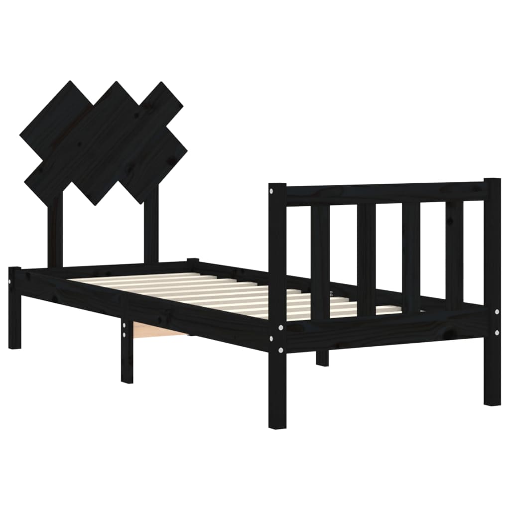 vidaXL Bedframe met hoofdbord massief hout zwart