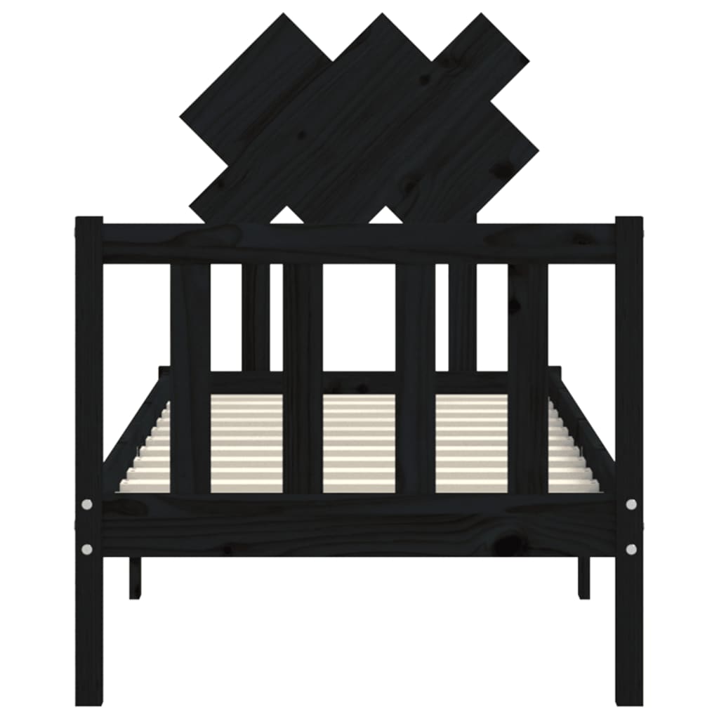 vidaXL Bedframe met hoofdbord massief hout zwart
