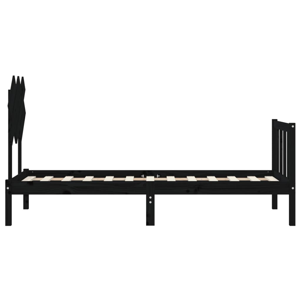 vidaXL Bedframe met hoofdbord massief hout zwart