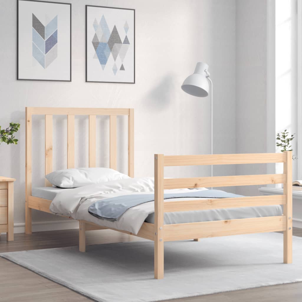 vidaXL Bed Frame with Headboard Solid Wood