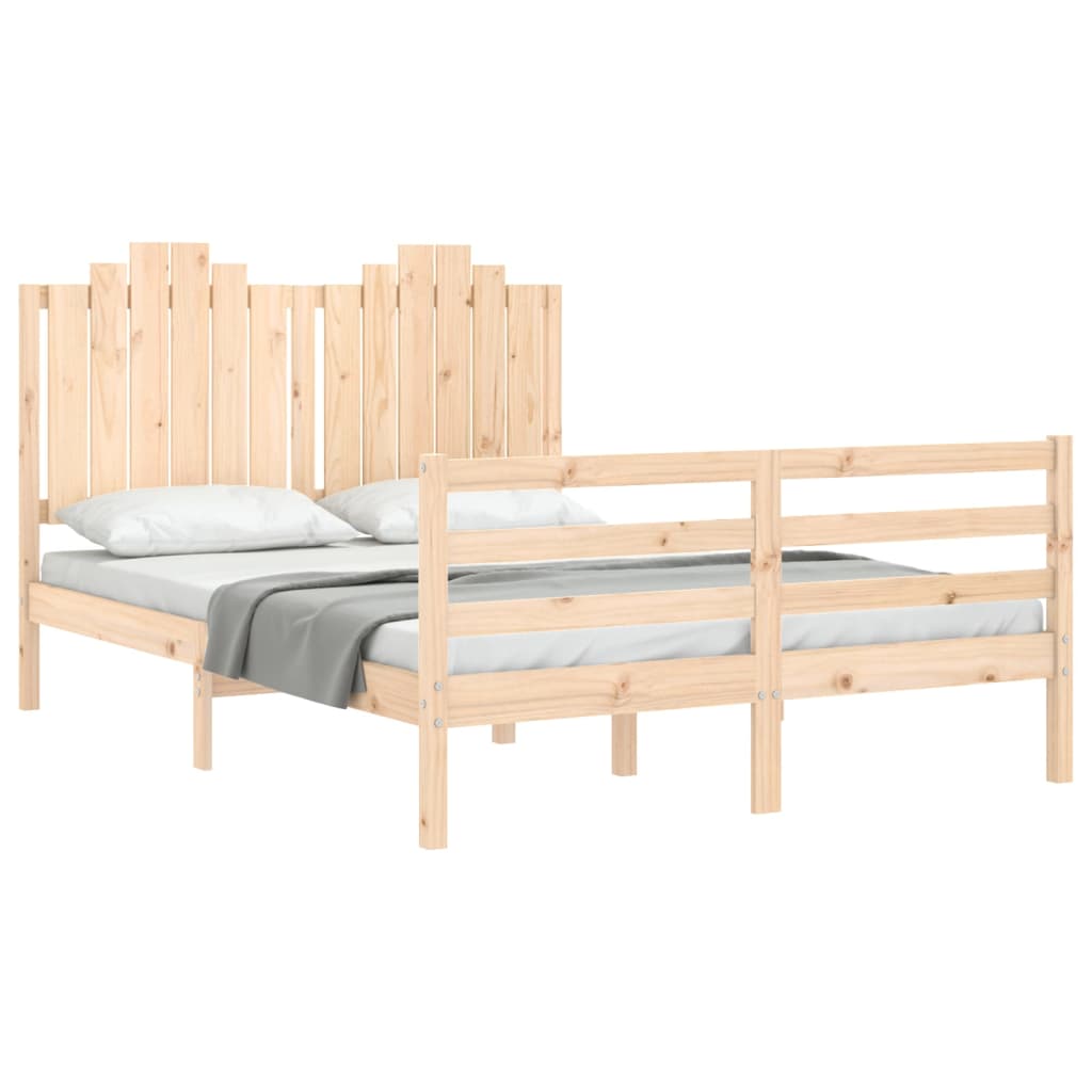 vidaXL Bed Frame with Headboard Solid Wood