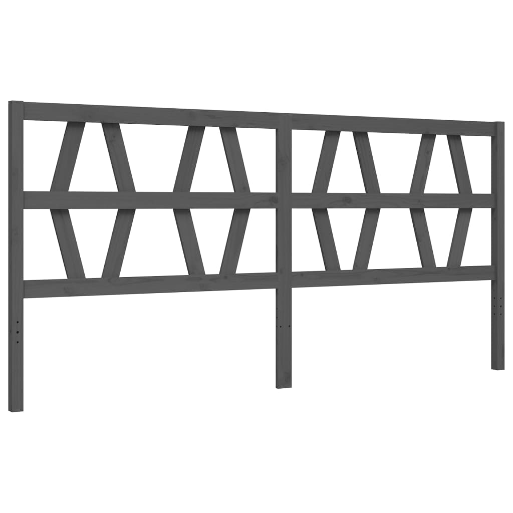 vidaXL Bed Frame with Headboard Solid Wood Grey 200x200 cm