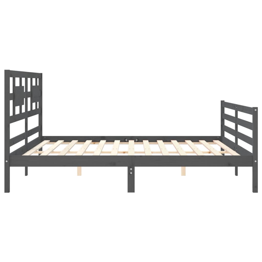 vidaXL Cadre de lit avec dessus de lit massif sans gris 200x200 cm