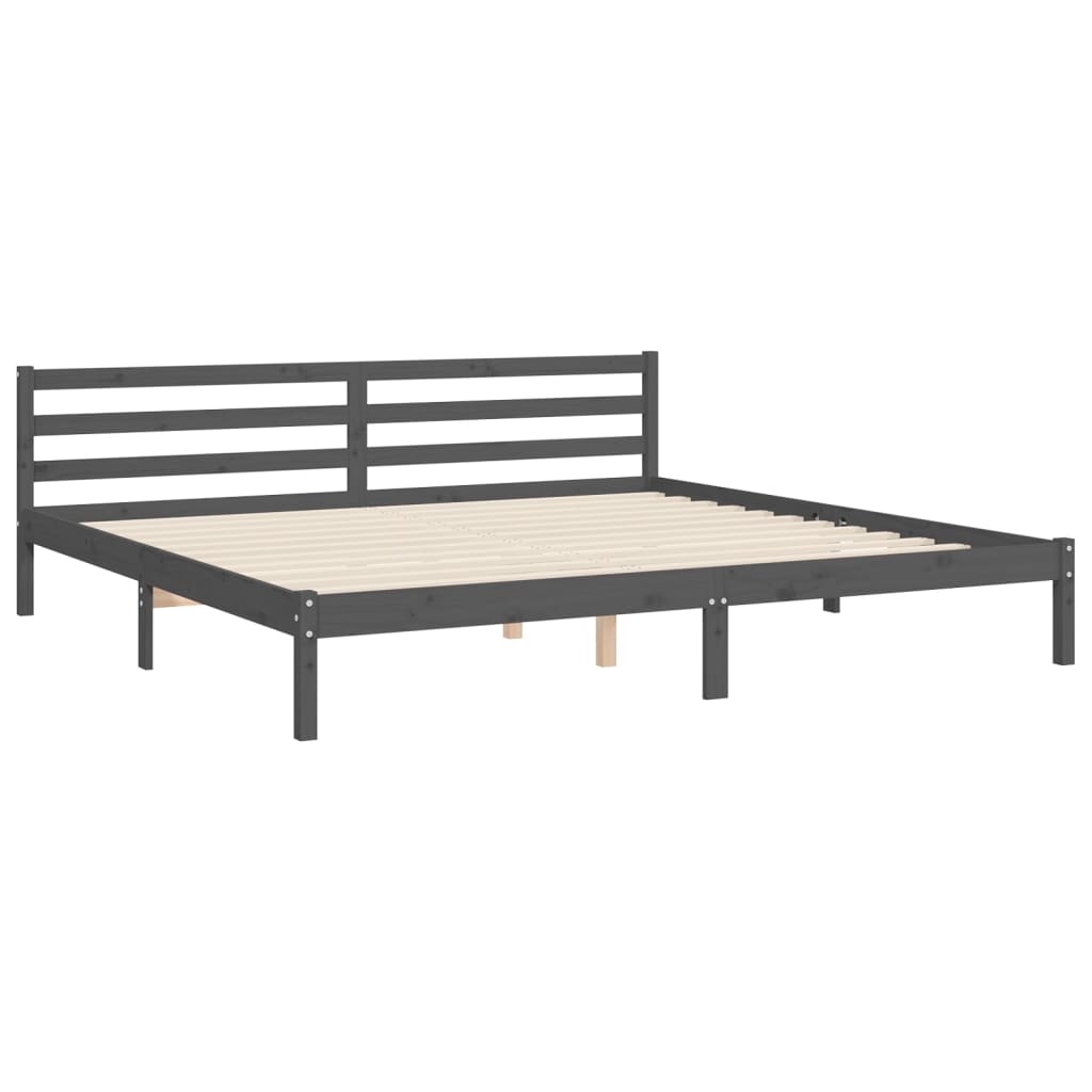 vidaXL Cadre de lit avec dessus de lit massif sans gris 200x200 cm