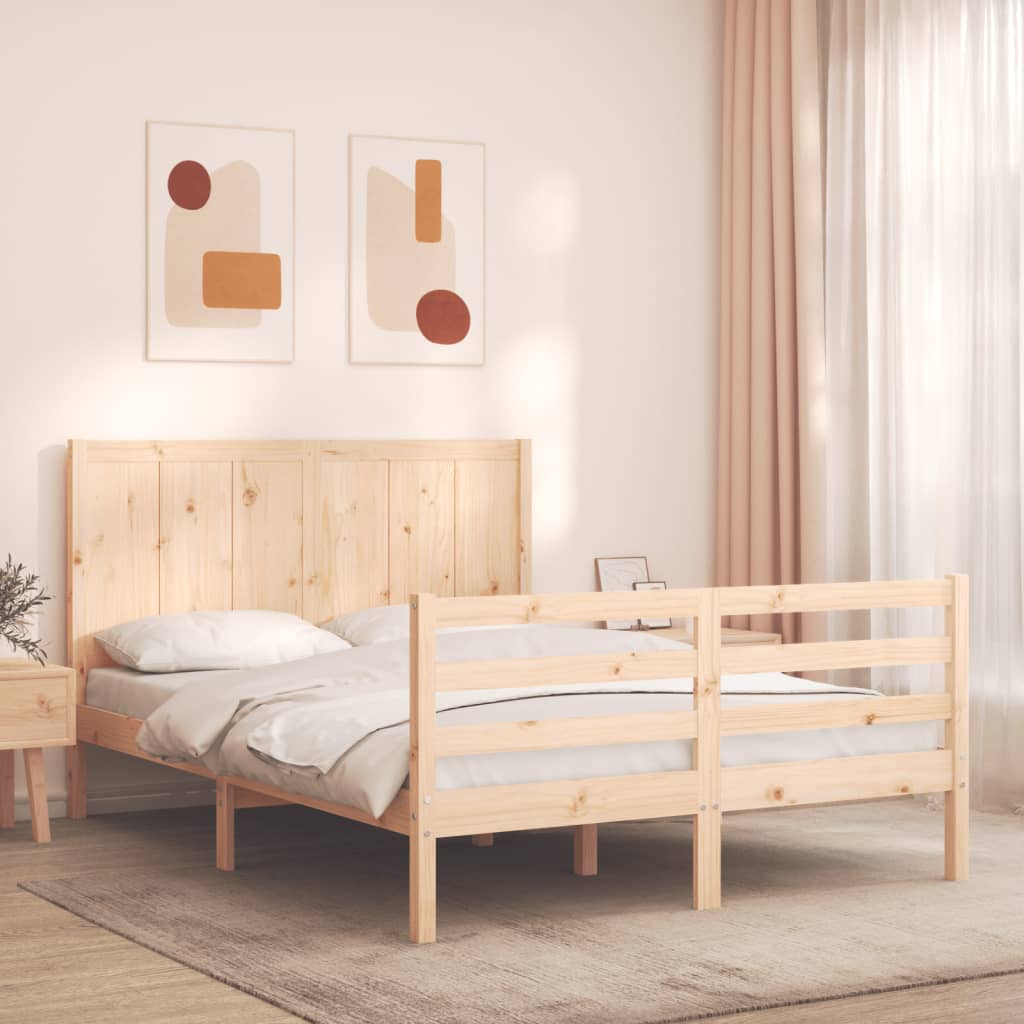 vidaXL Bed Frame with Headboard Solid Wood